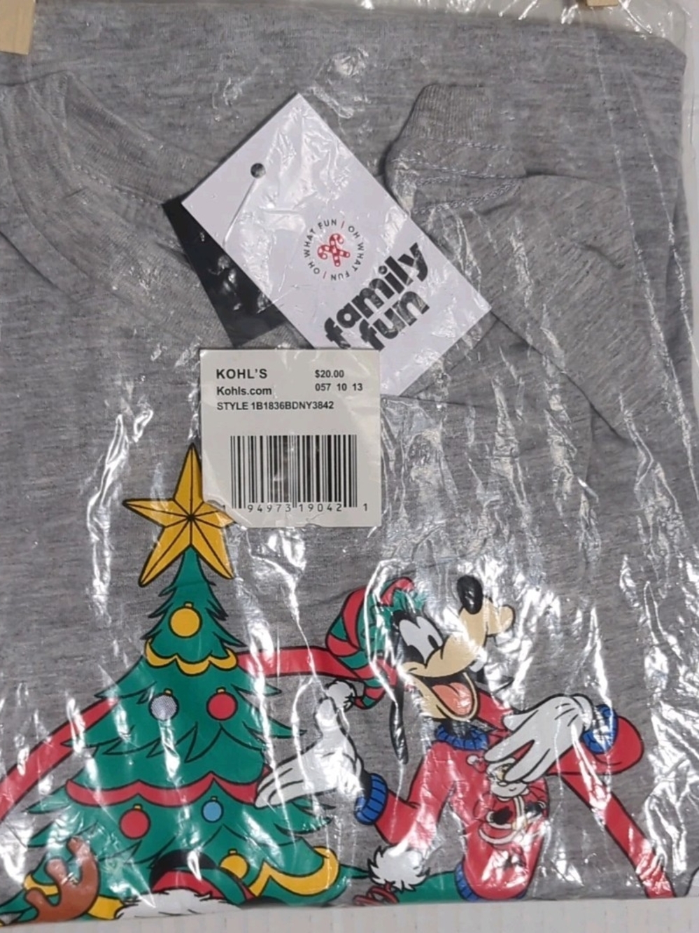 Disney Mickey Mouse Christmas Graphic Gray Crew Neck Short Sleeve T-Shirt Kids L